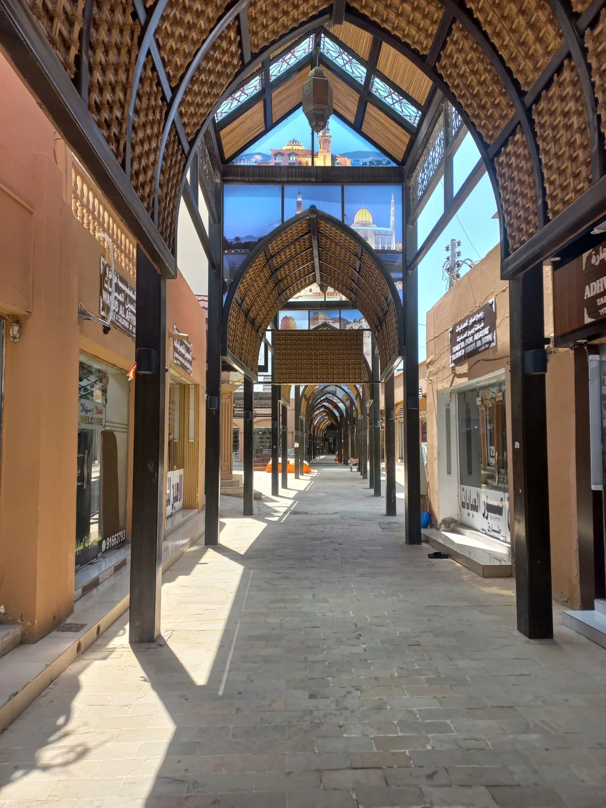 The shaded arcade of the souq in central Sur